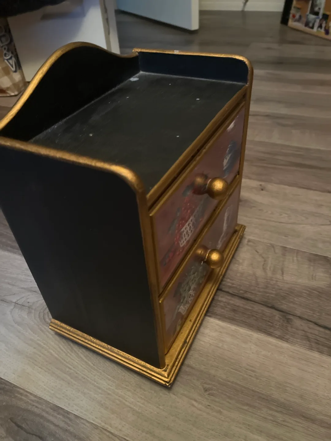 Small Wooden Storage Box with Drawers vintage image indicator(2)