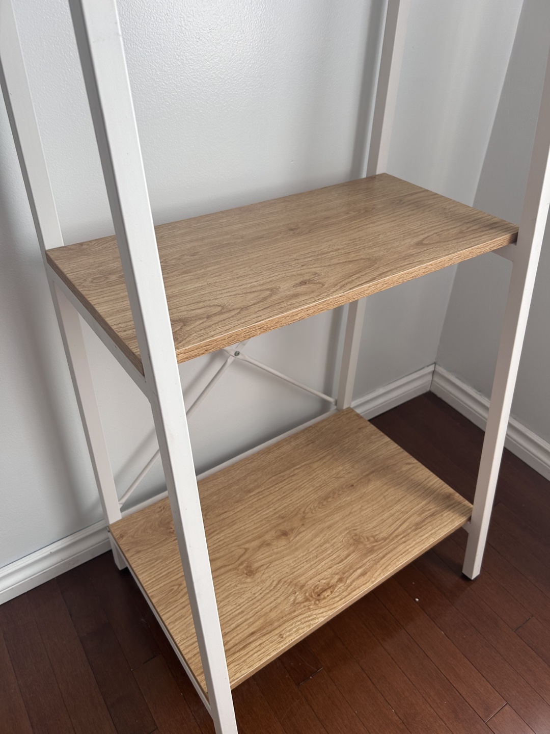 Ladder Shelf with Hanging Bar - White & Wood - photo 3