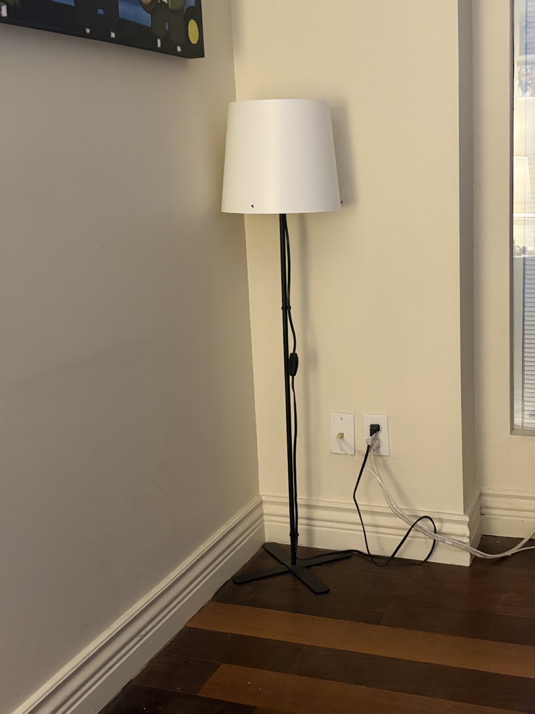Floor Lamp - White Shade, Black Stand