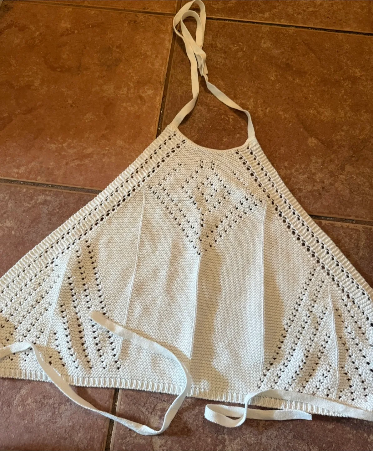 White Knit Halter Top garage size medium thumbnail