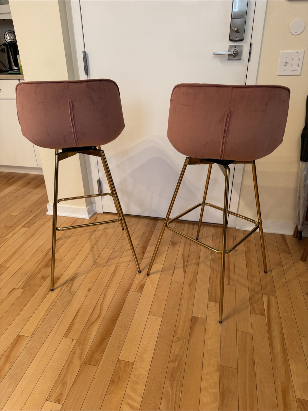 Set of 2 Pink/Mauve suede Bar Stools - photo 4
