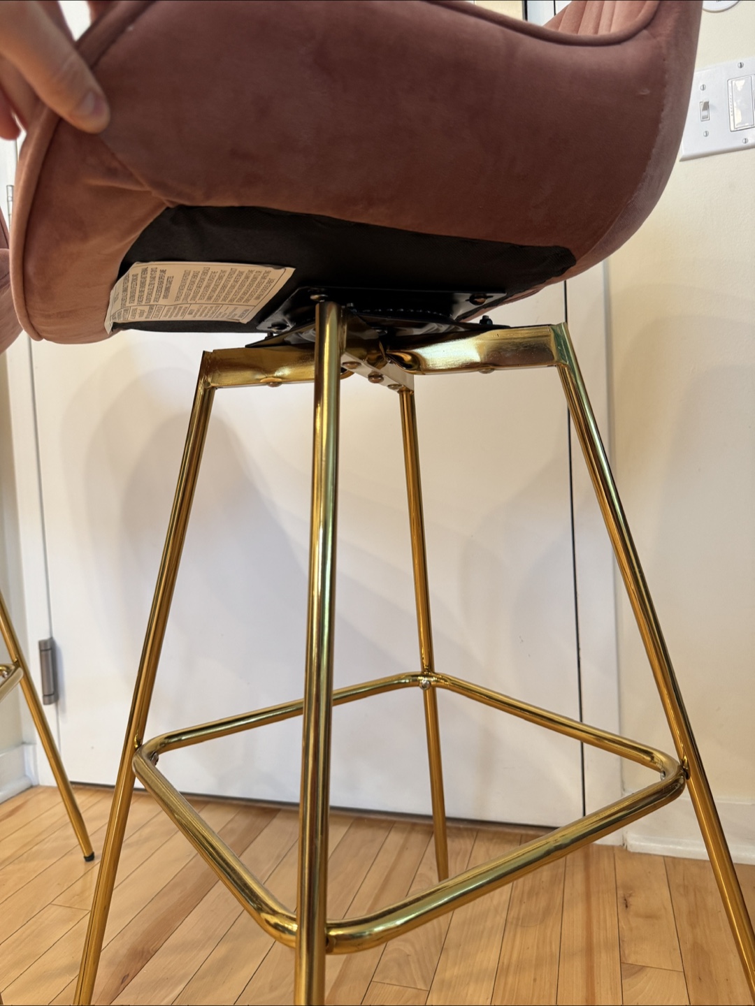 Set of 2 Pink/Mauve suede Bar Stools - photo 2