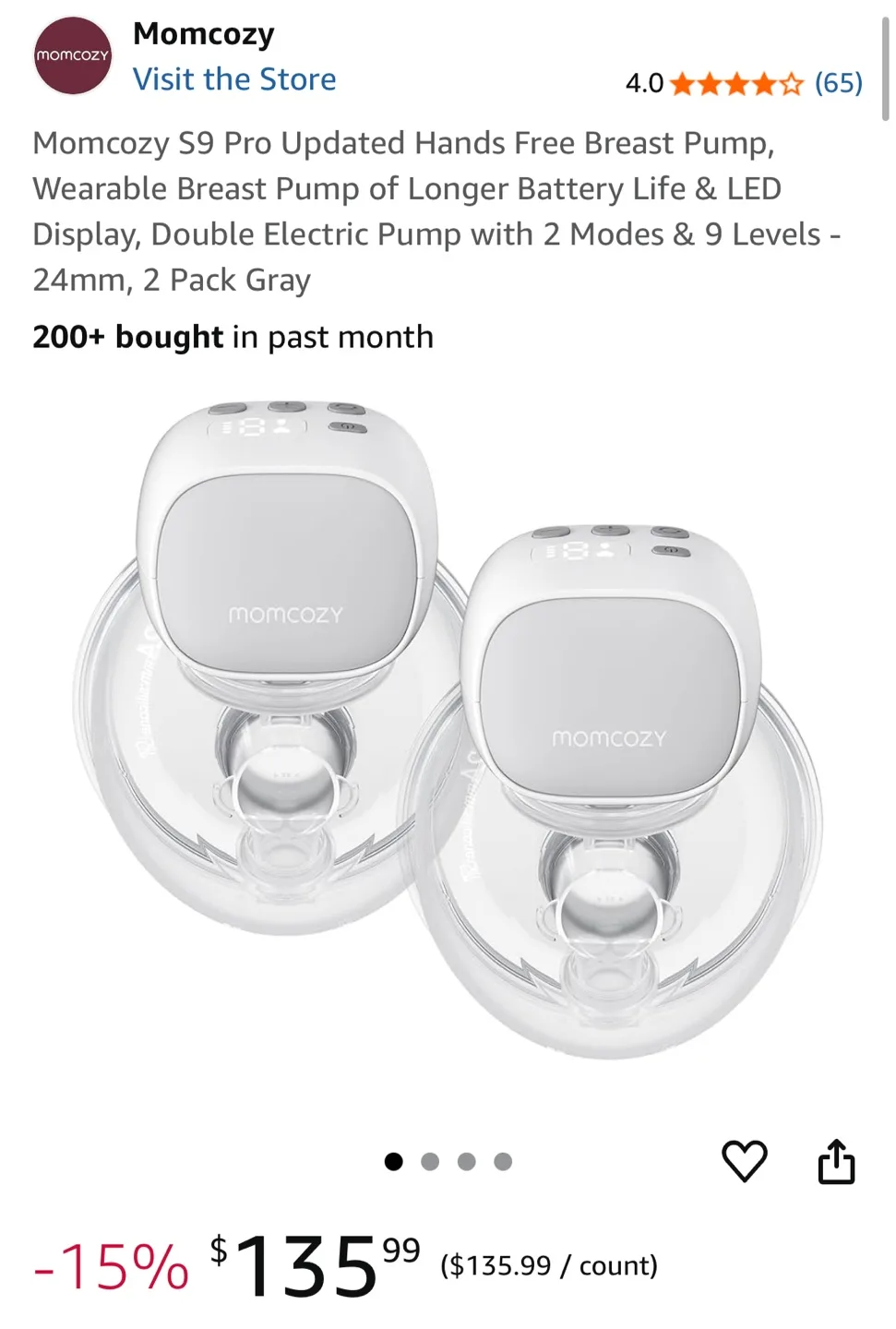 Momcozy S9 Pro Hands-Free Breast Pump (2 Pack) image indicator(2)