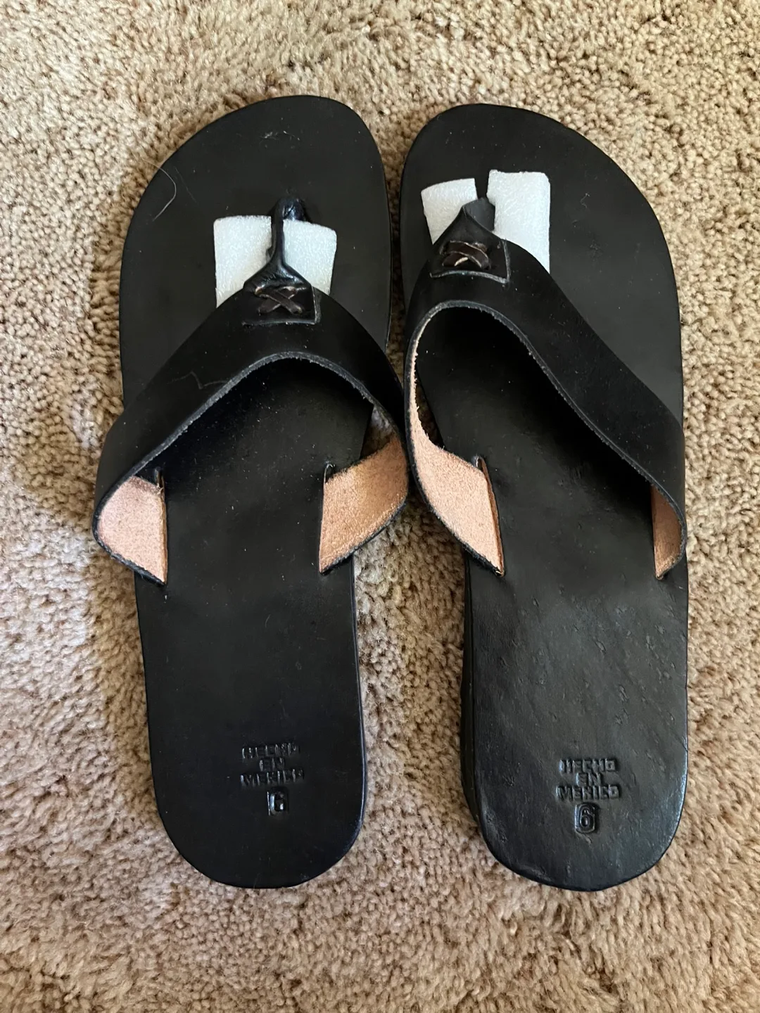 Leather Flip Flops - Size 9 - Black thumbnail