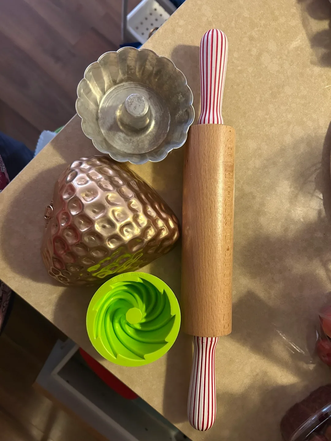 Wooden Rolling Pin with Striped Handles thumbnail