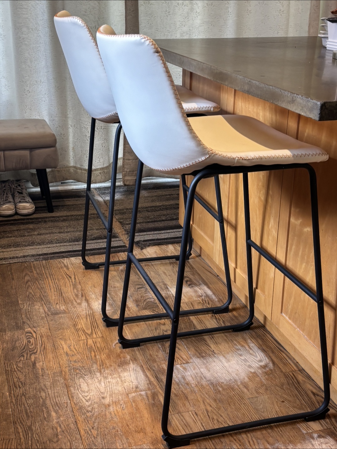 White Faux Leather Bar Stools - photo 2