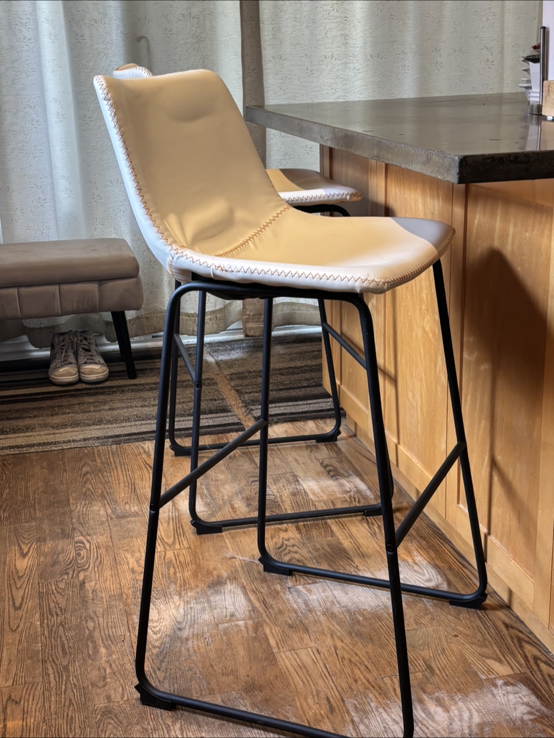 White Faux Leather Bar Stools