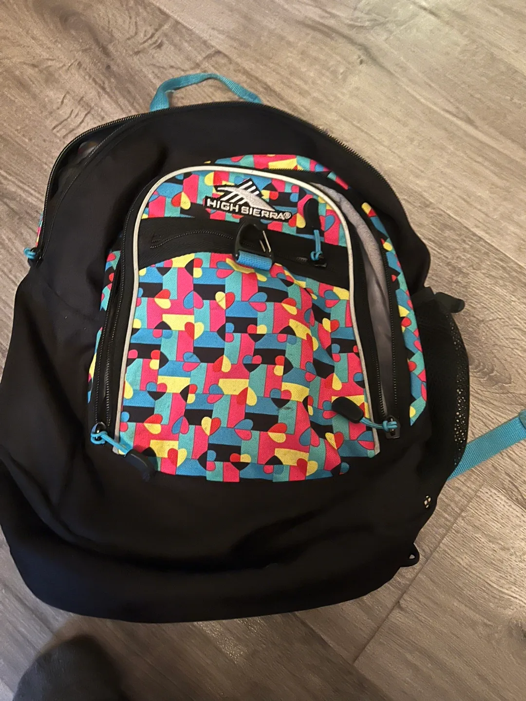 High Sierra Backpack - Black with Colourful Design image indicator(5)