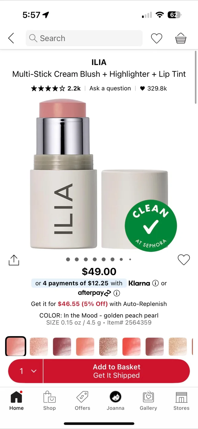 ILIA Multi-Stick Cream Blush + Lip Tint-In the mood image indicator(2)