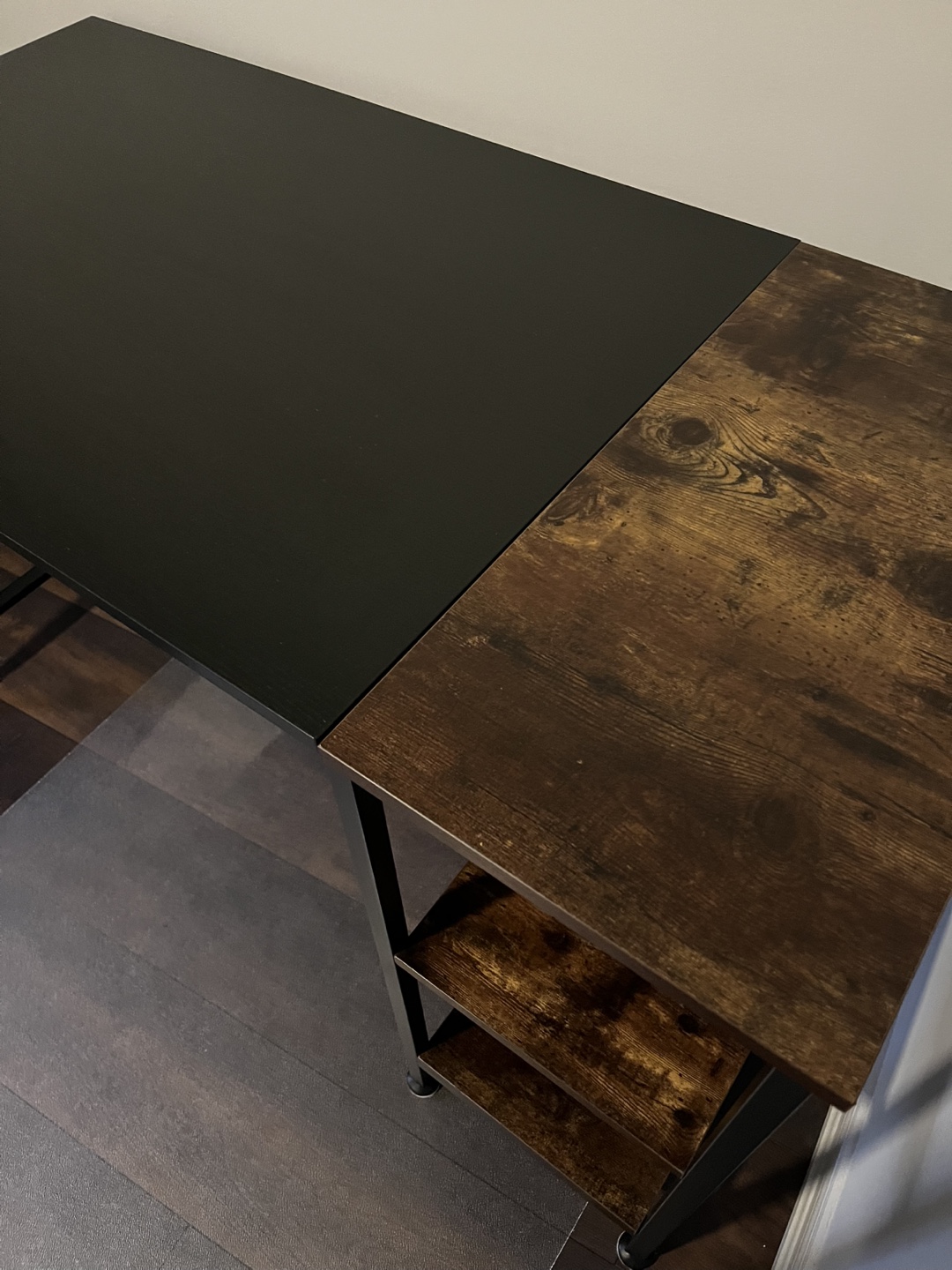 Black & Rustic Brown Computer Desk with Shelves - photo 2