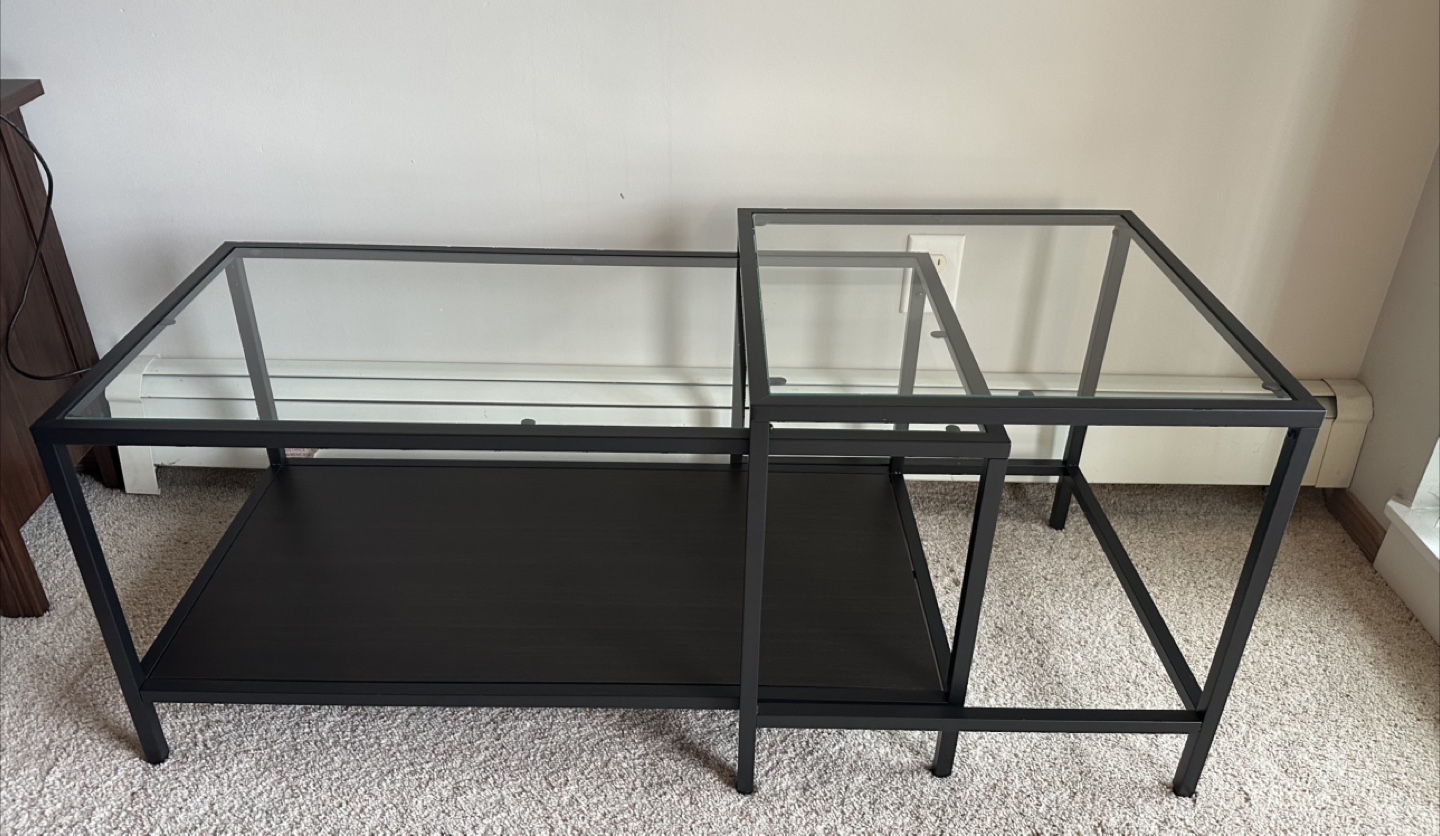 Black Coffee Table with Glass Top - photo 2