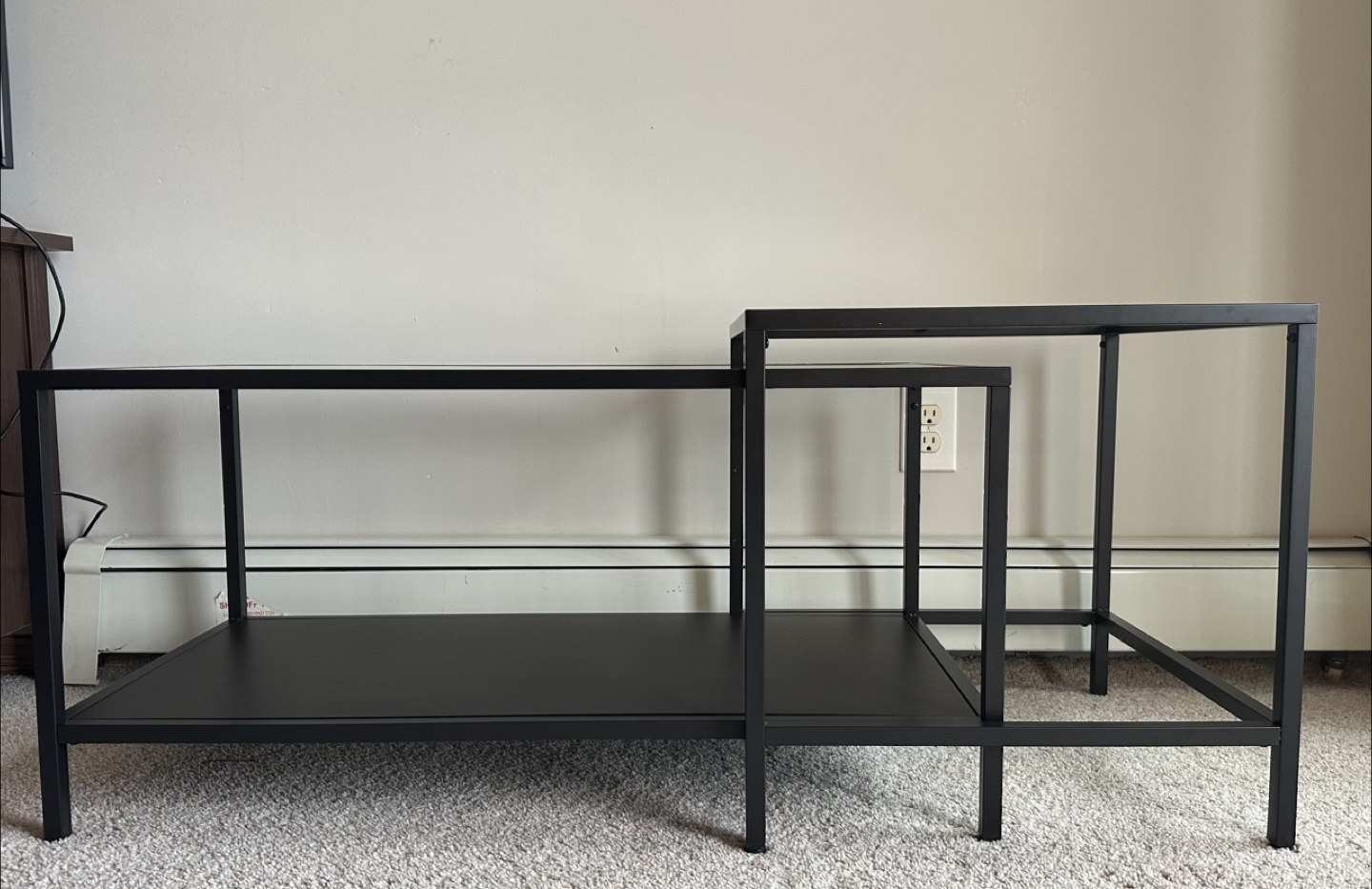 Black Coffee Table with Glass Top