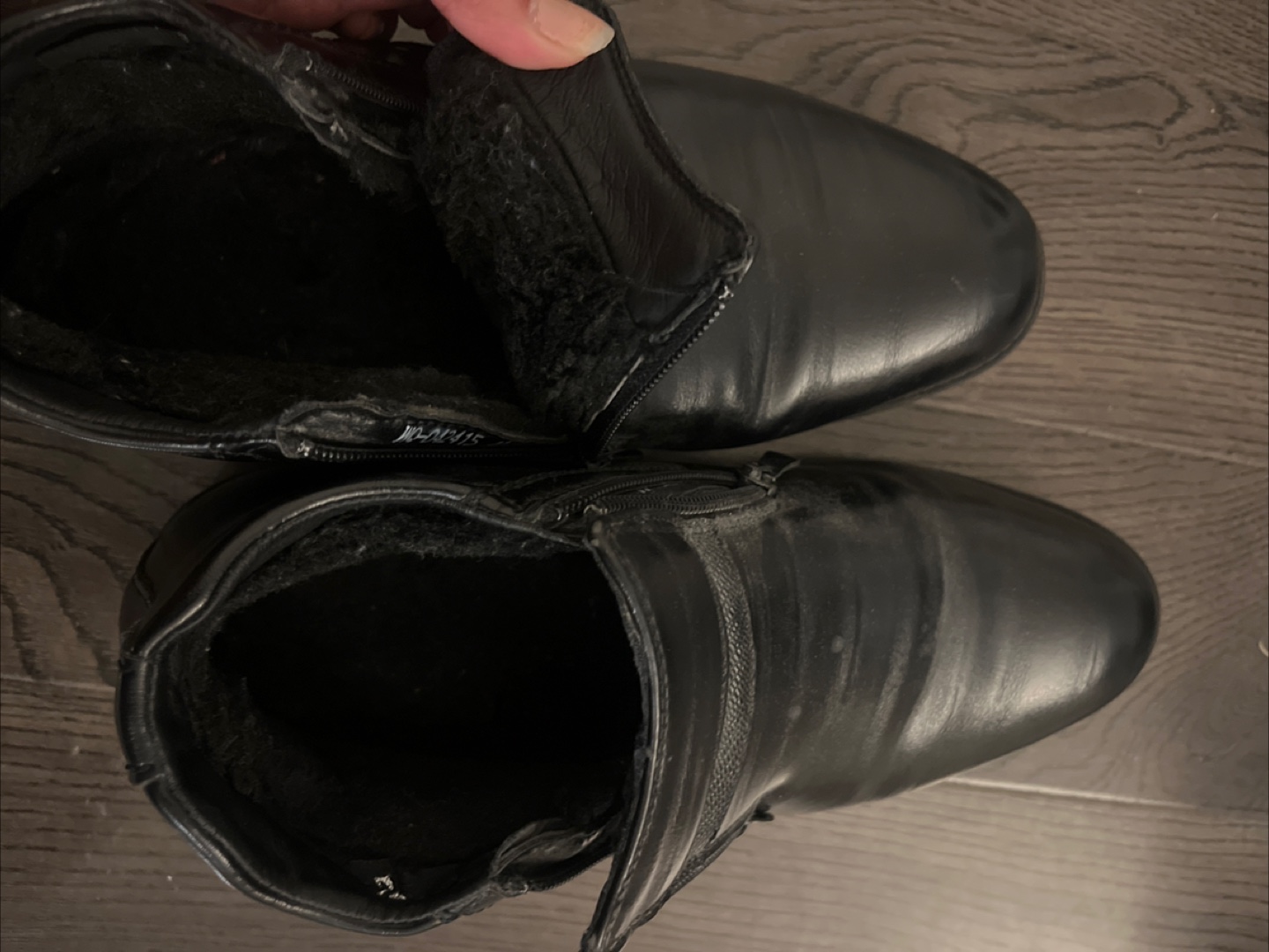 Men’s Black Leather Winter Fleece Lined Ankle Boots - photo 2