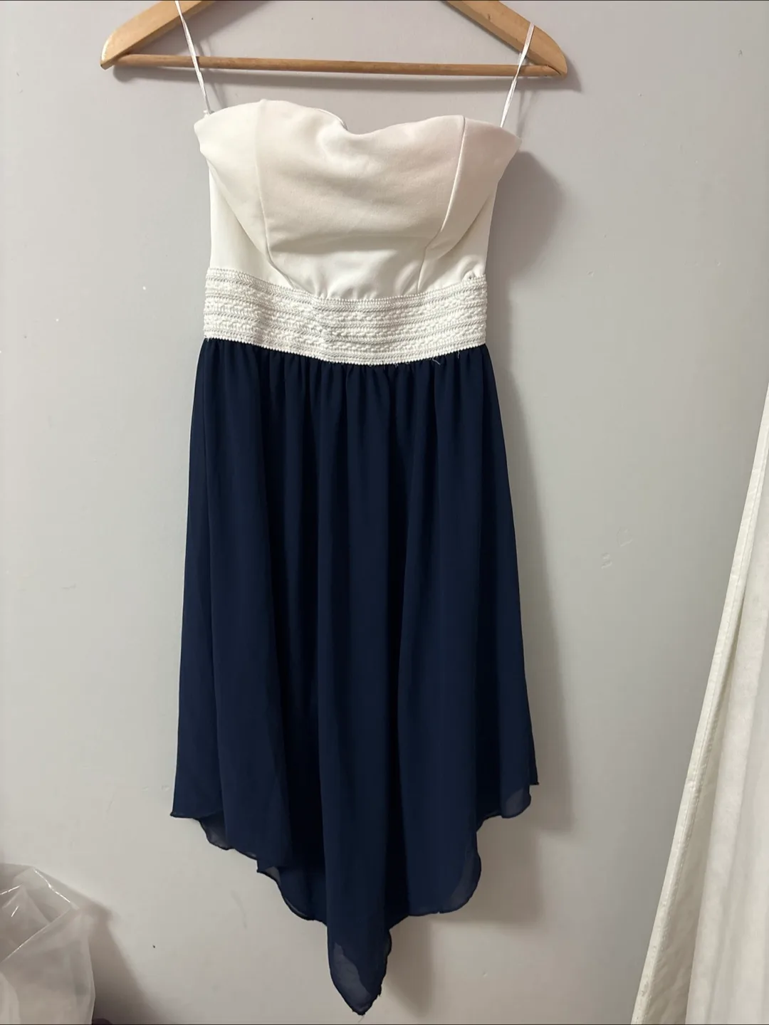 Strapless Dress - Navy & Cream thumbnail