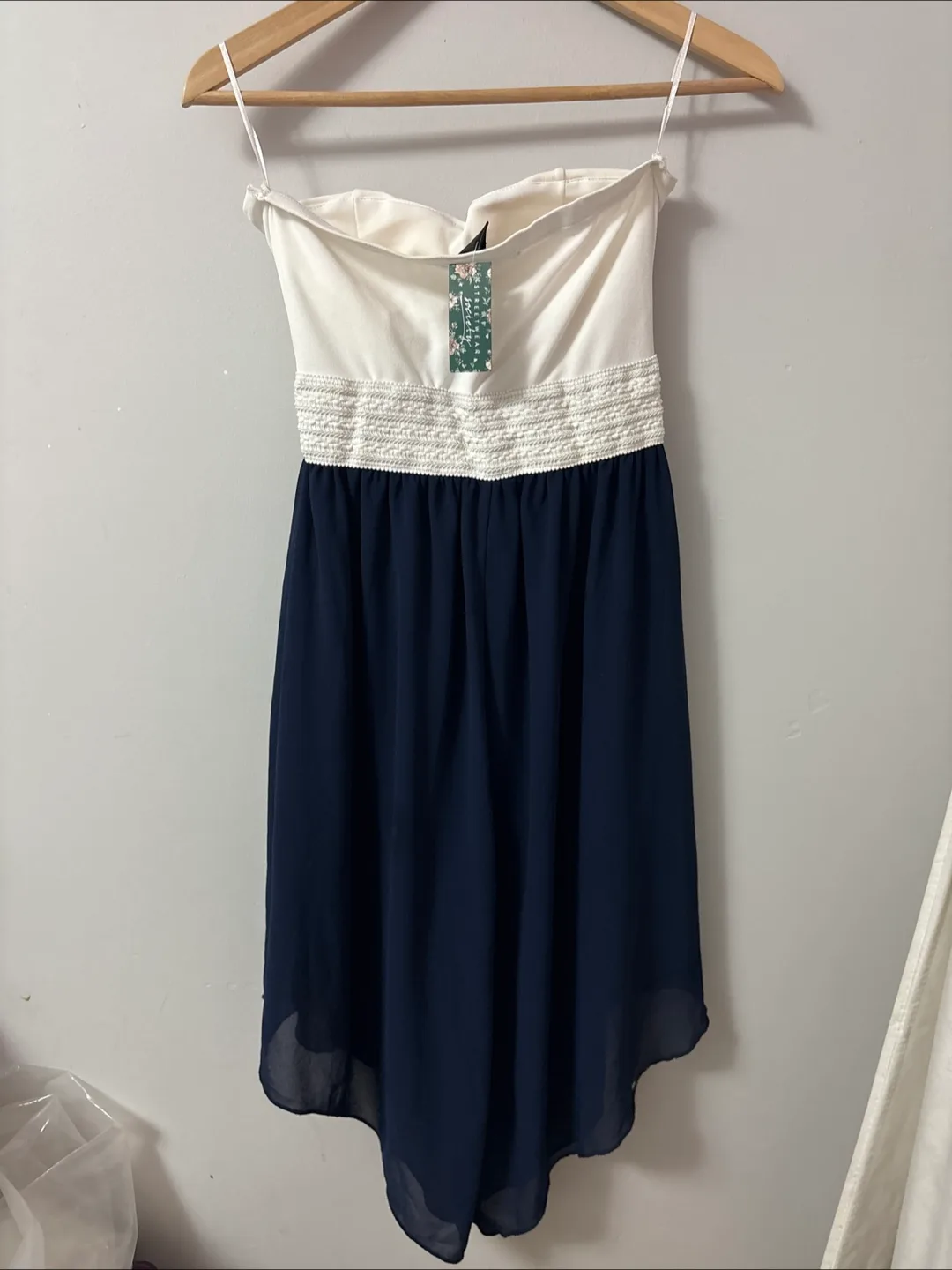 Strapless Dress - Navy & Cream image indicator(2)