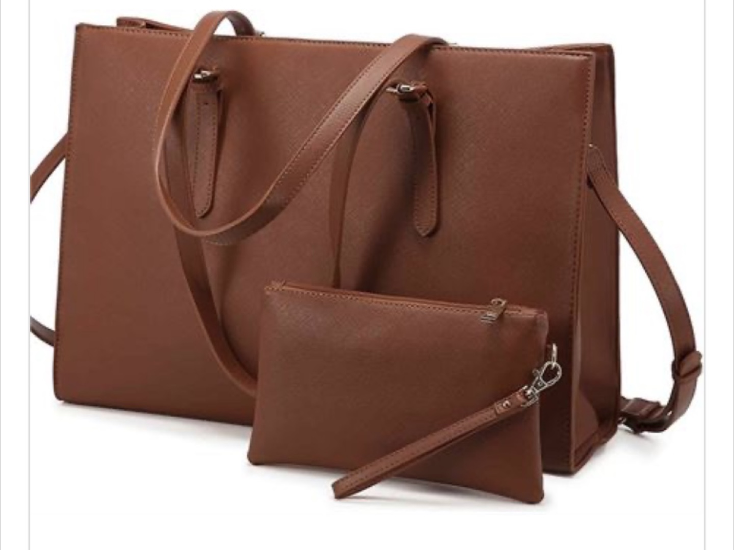 NEW Lovevook Women's 17.3" Laptop Tote Bag w/ Clutch Purse Brown