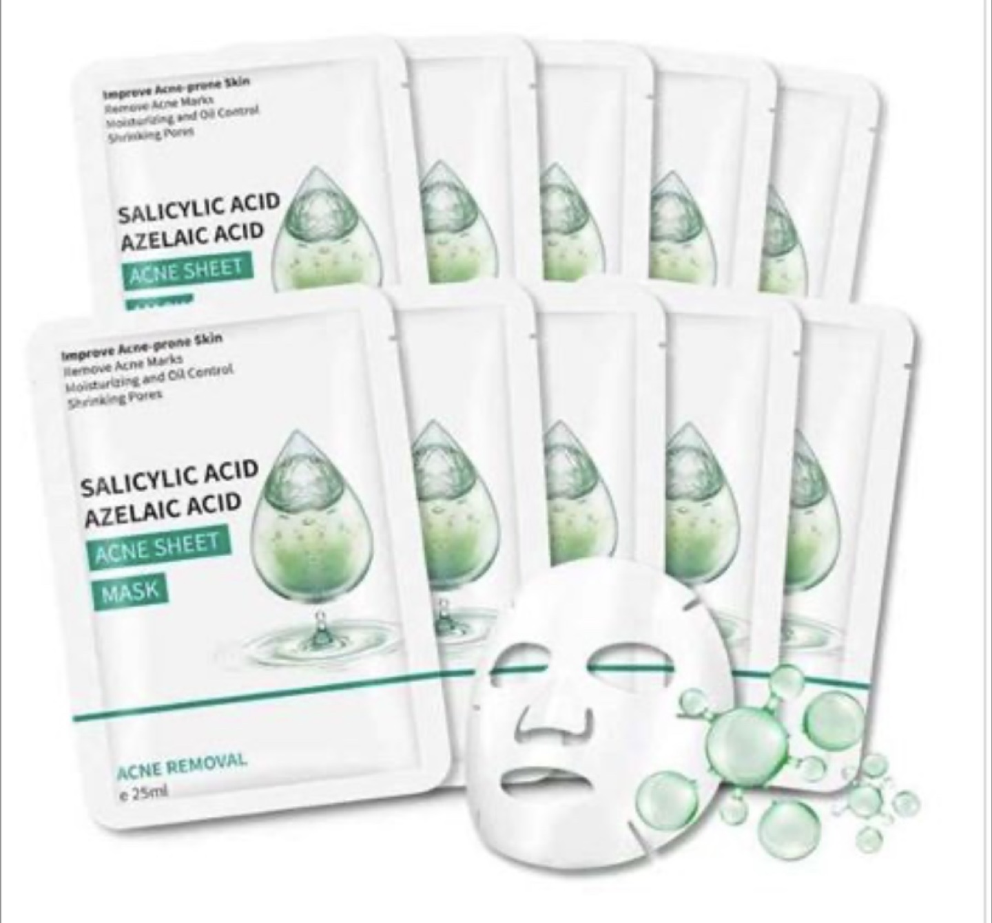 NEW Pack of 10 Koral 25ml Acne Removal Salicylic Acid Face Masks - photo 2