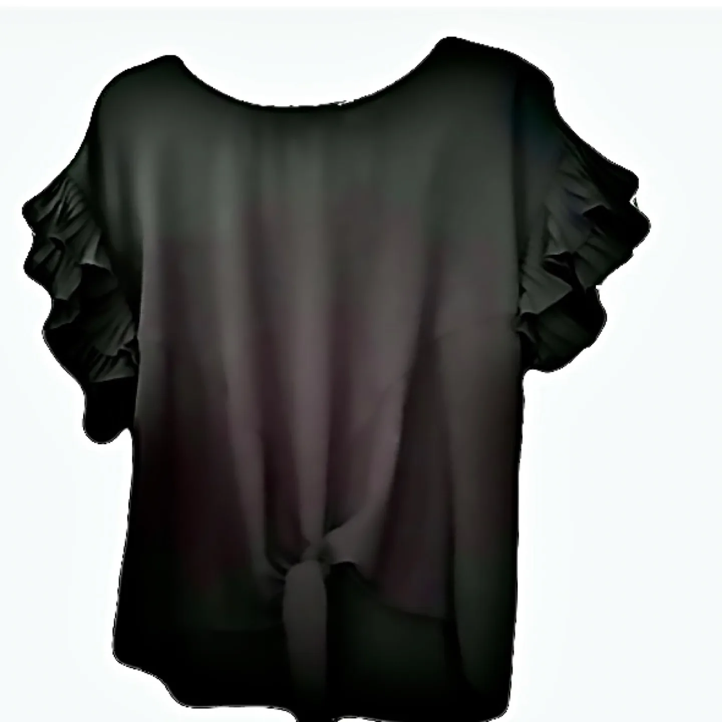 She + Sky Black Ruffle Sleeve Top - Size M thumbnail