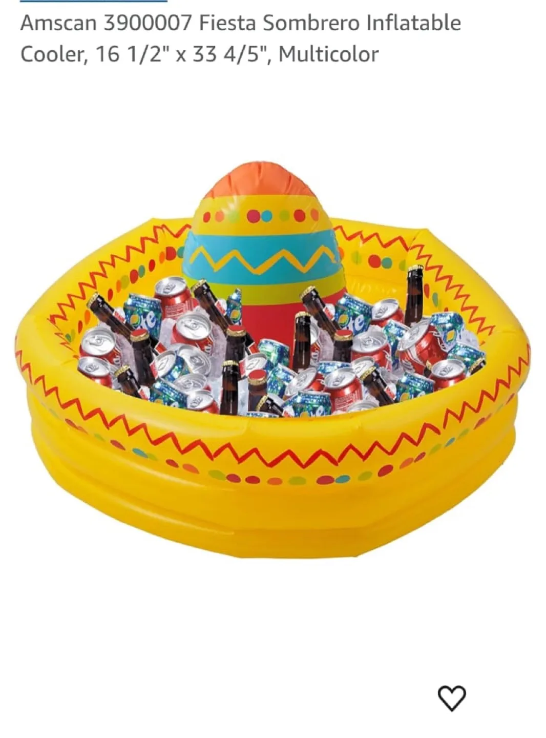 Amscan Fiesta Sombrero Inflatable Cooler - NEW thumbnail