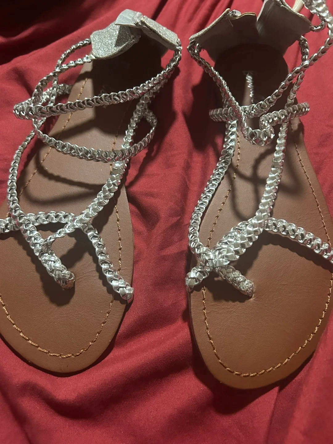 Silver Braided Sandals - Size 7.5 thumbnail