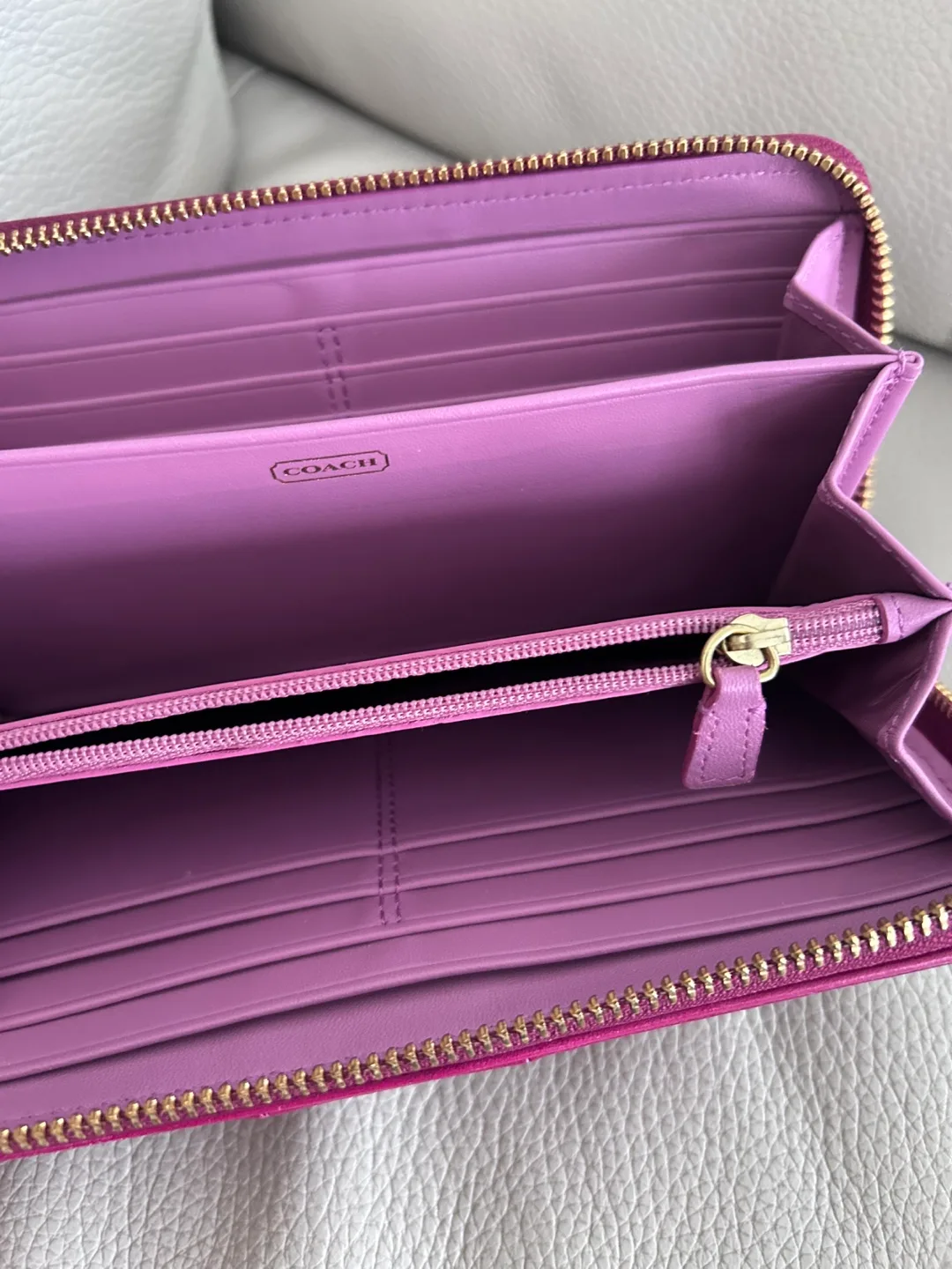 Coach Magenta Leather Accordion Zip Wallet image indicator(3)