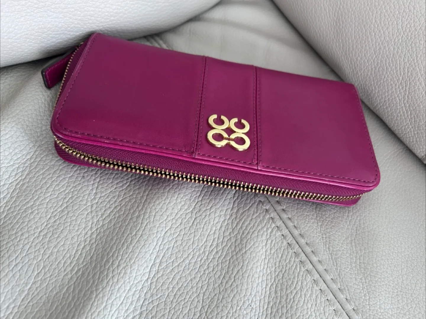 Coach Magenta Leather Accordion Zip Wallet image indicator(5)