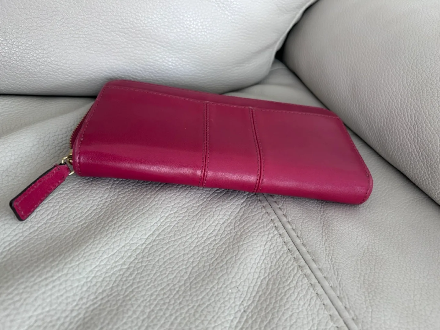 Coach Magenta Leather Accordion Zip Wallet image indicator(4)