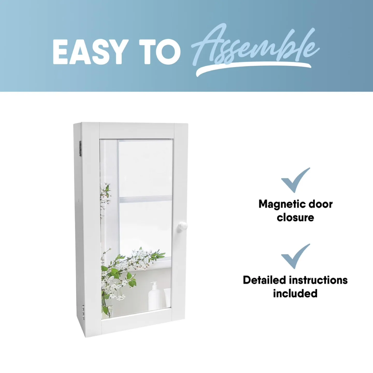MICRODRY Mirrored Wall Mounted Bathroom Cabinet with Shelves thumbnail
