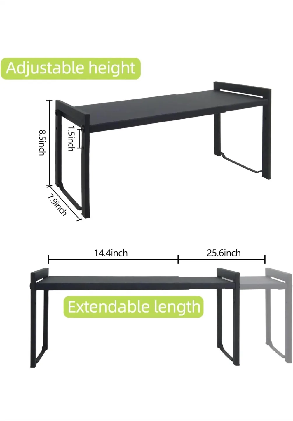 Adjustable Black Shelf Organizers - Set of 2 thumbnail