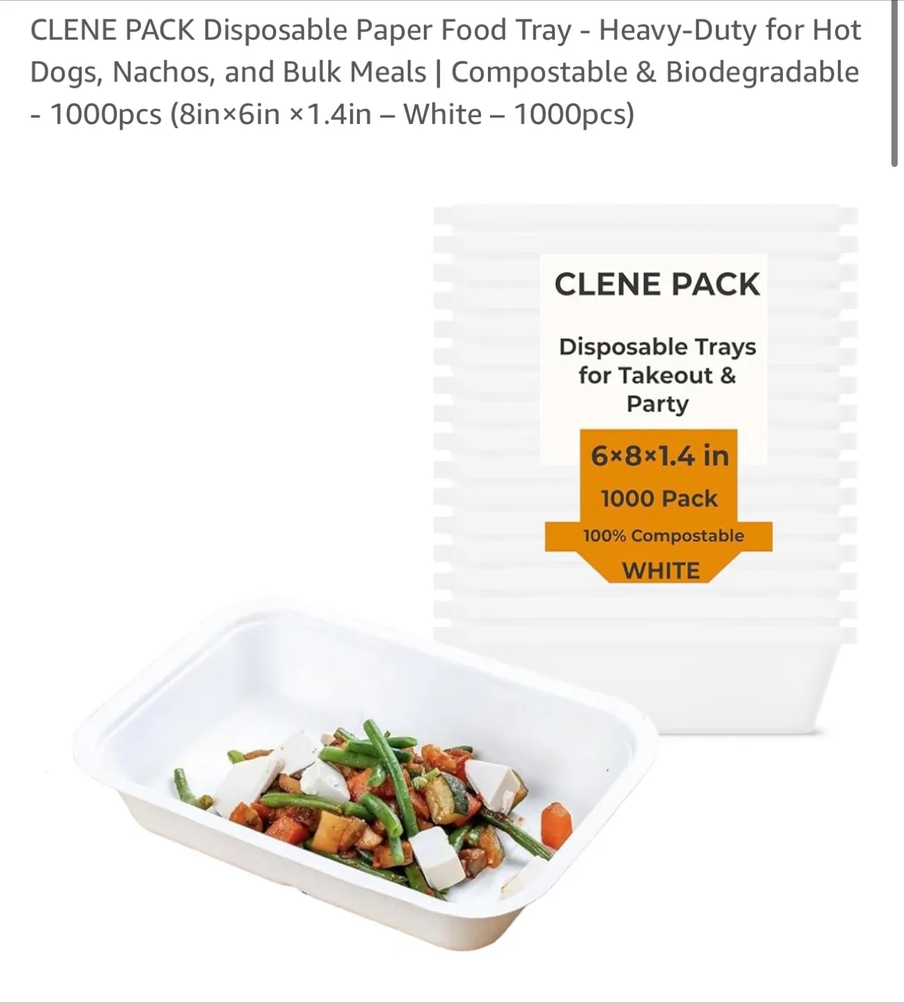 CLENE PACK Disposable Food Trays - 1000 Pack thumbnail