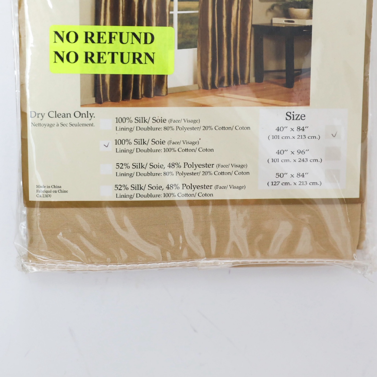 New Pavillion Lined Back Tab Window Panel Curtain Gold 40 x 84 - photo 2