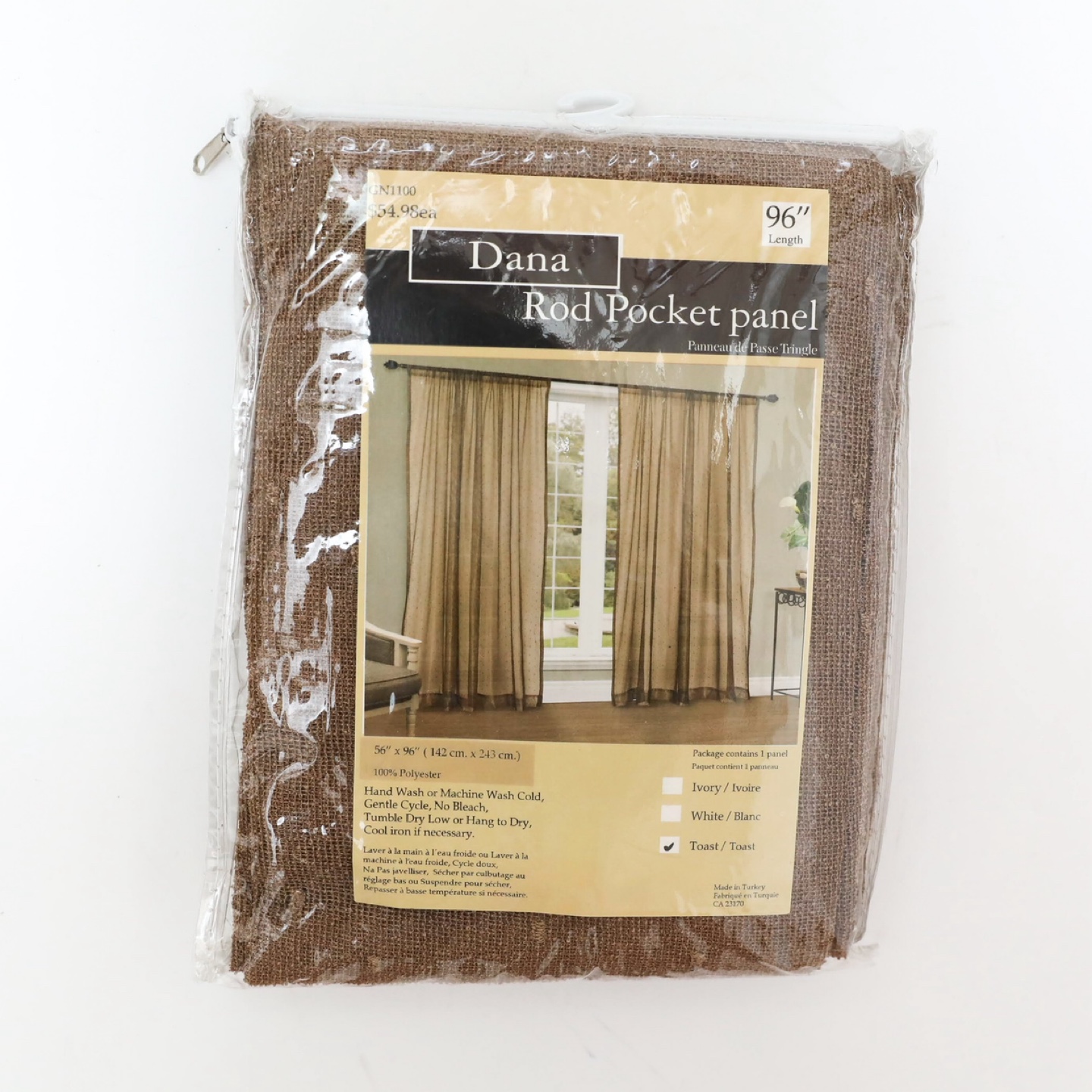 New Dana Rod Pocket Panel Curtain Sheer Toast Brown Lace 56 x 96