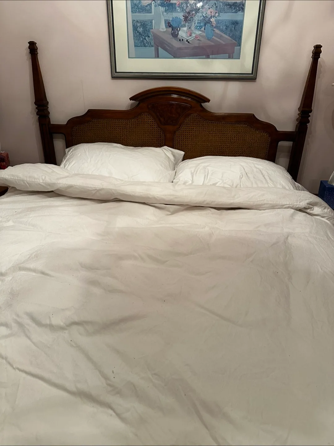 Vintage Wood & Wicker Headboard and Bed Frame image indicator(3)