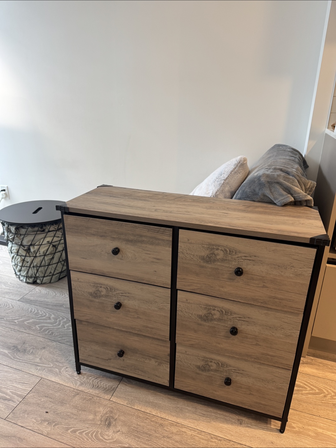 Wood Dresser with Black Frame