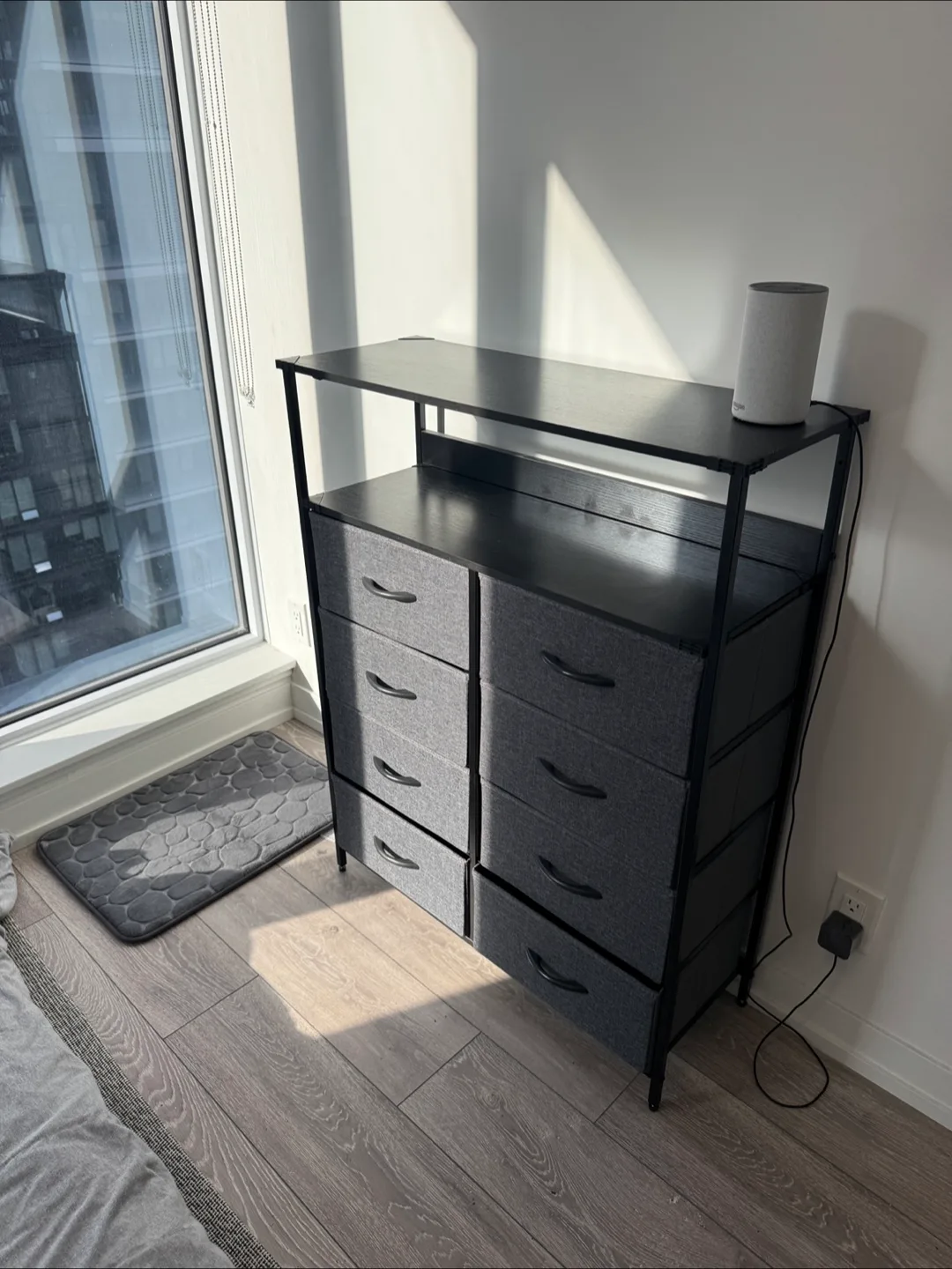 Grey Fabric Drawer Dresser with Metal Frame thumbnail