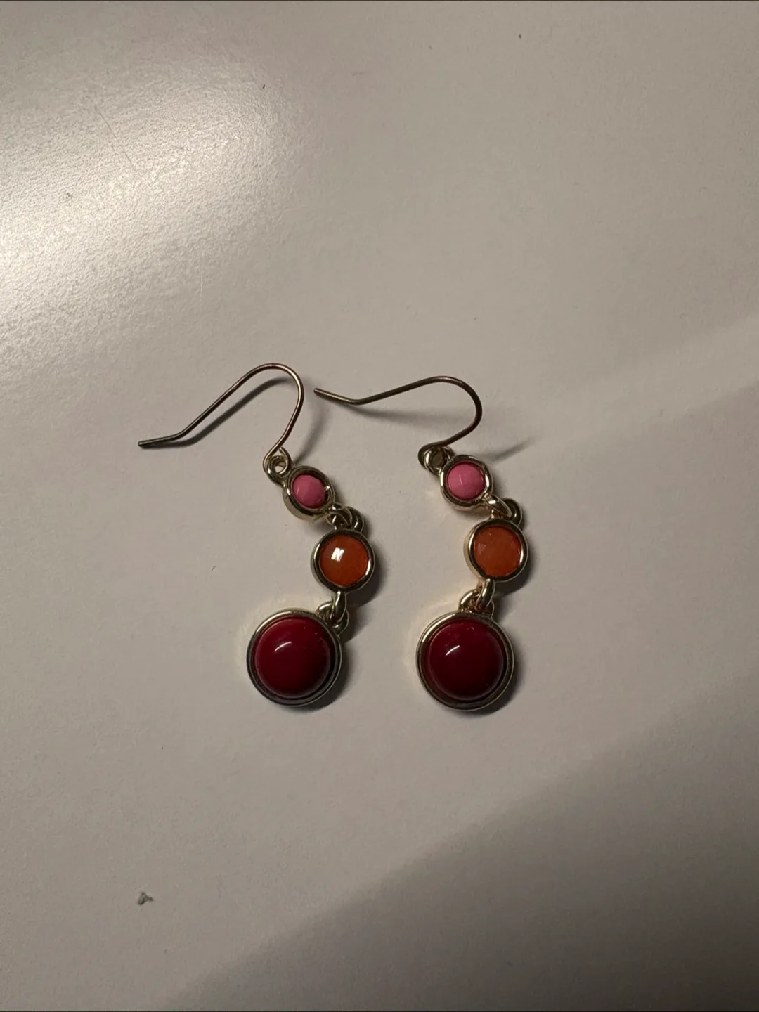 Dangle Earrings - Pink, Orange, Red thumbnail