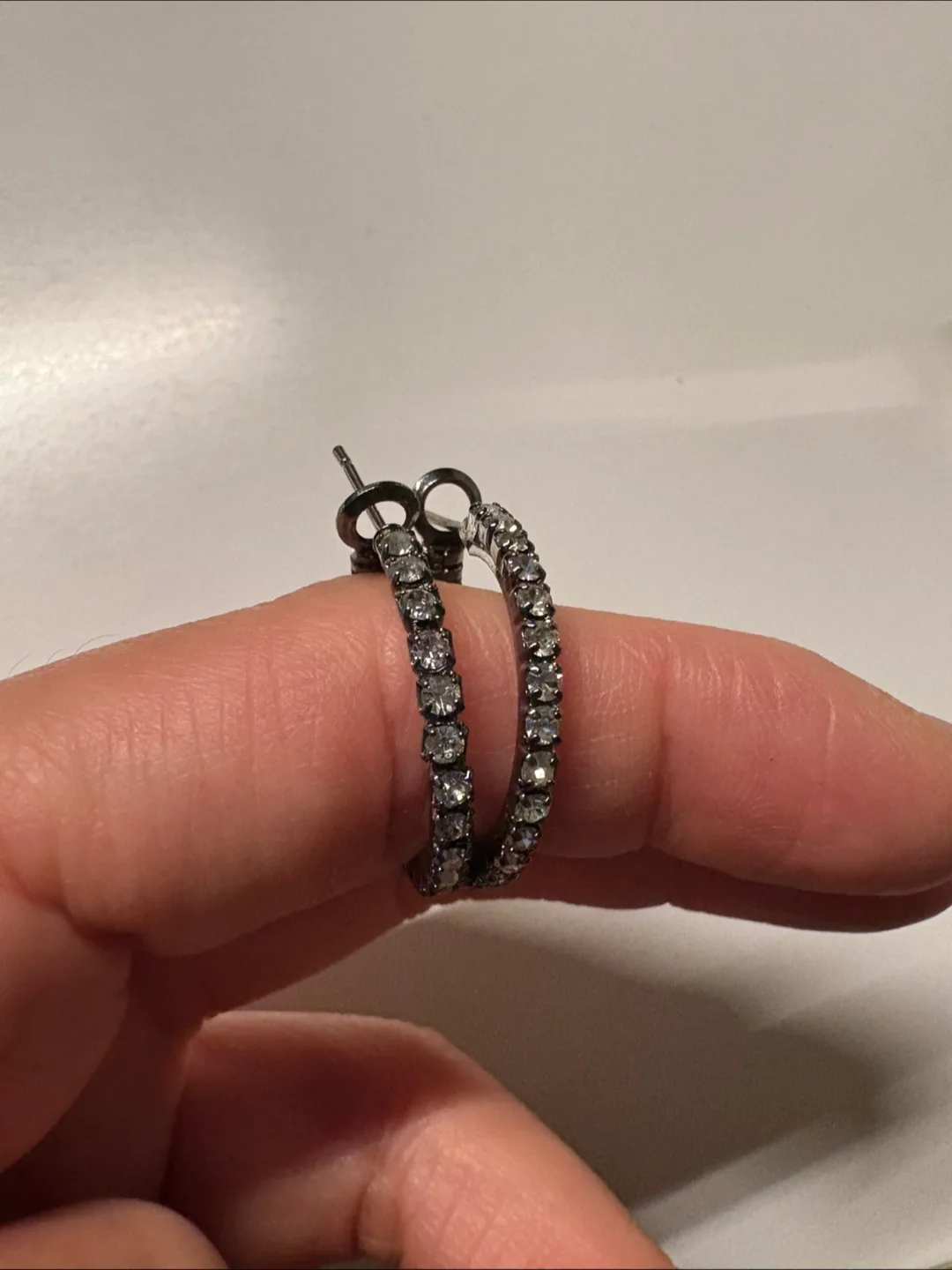 Hoop Earrings with Rhinestones thumbnail