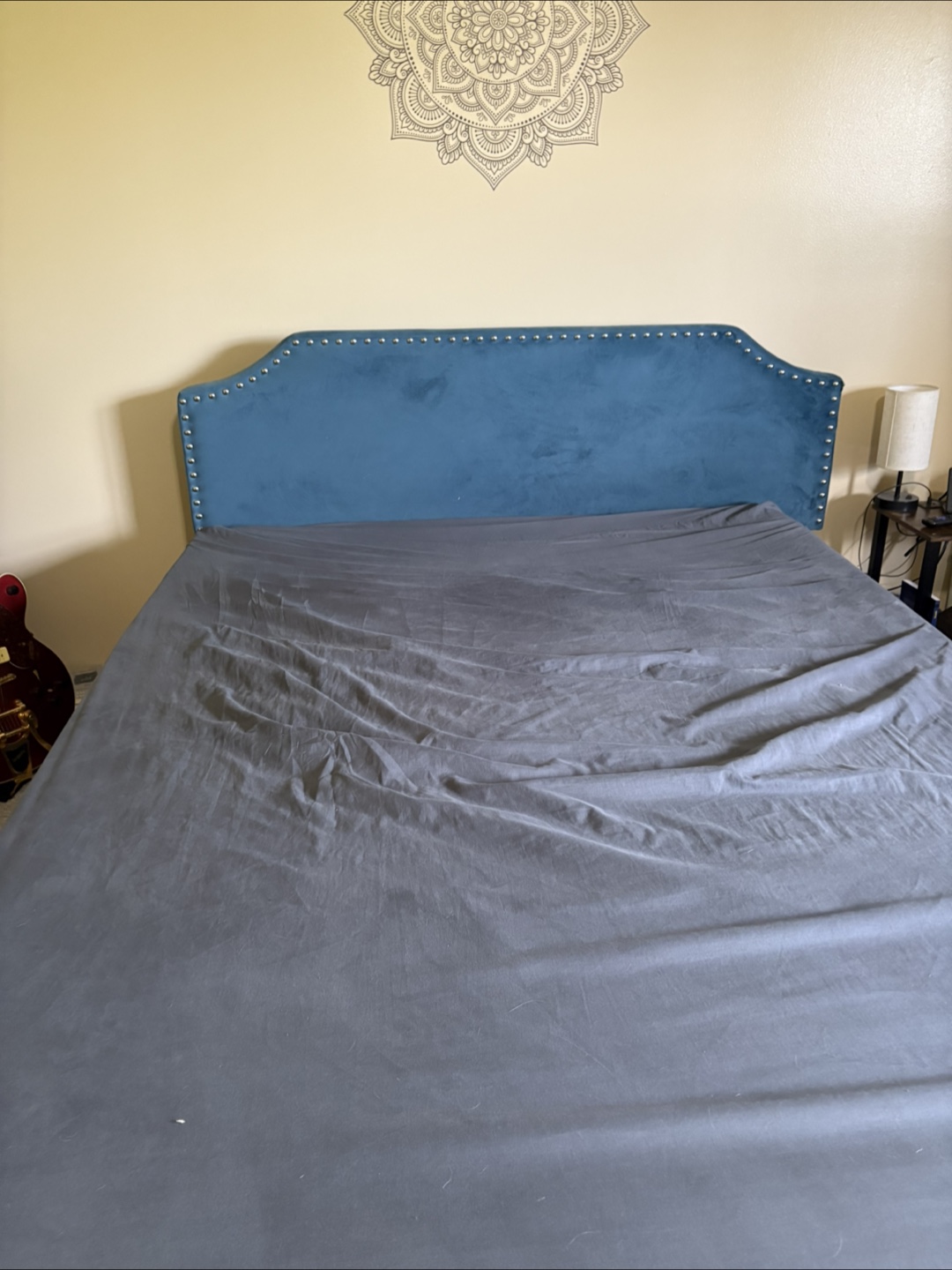 Blue Velvet Bed Frame with Storage - photo 2
