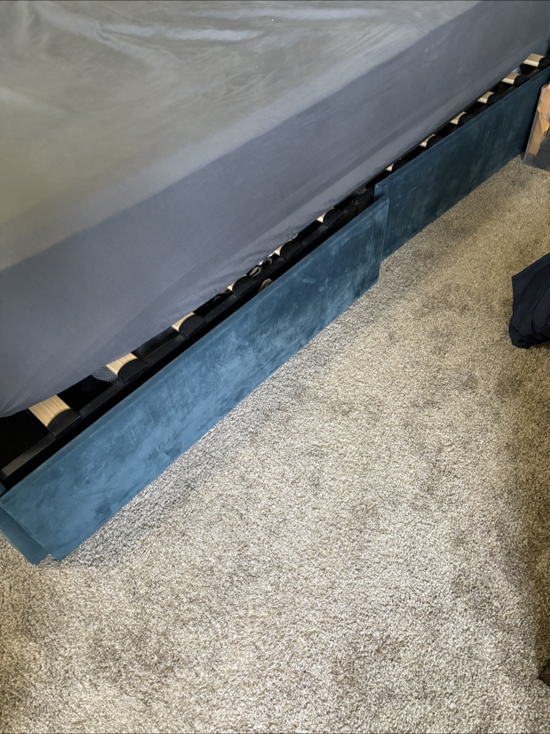 Blue Velvet Bed Frame with Storage - photo 3