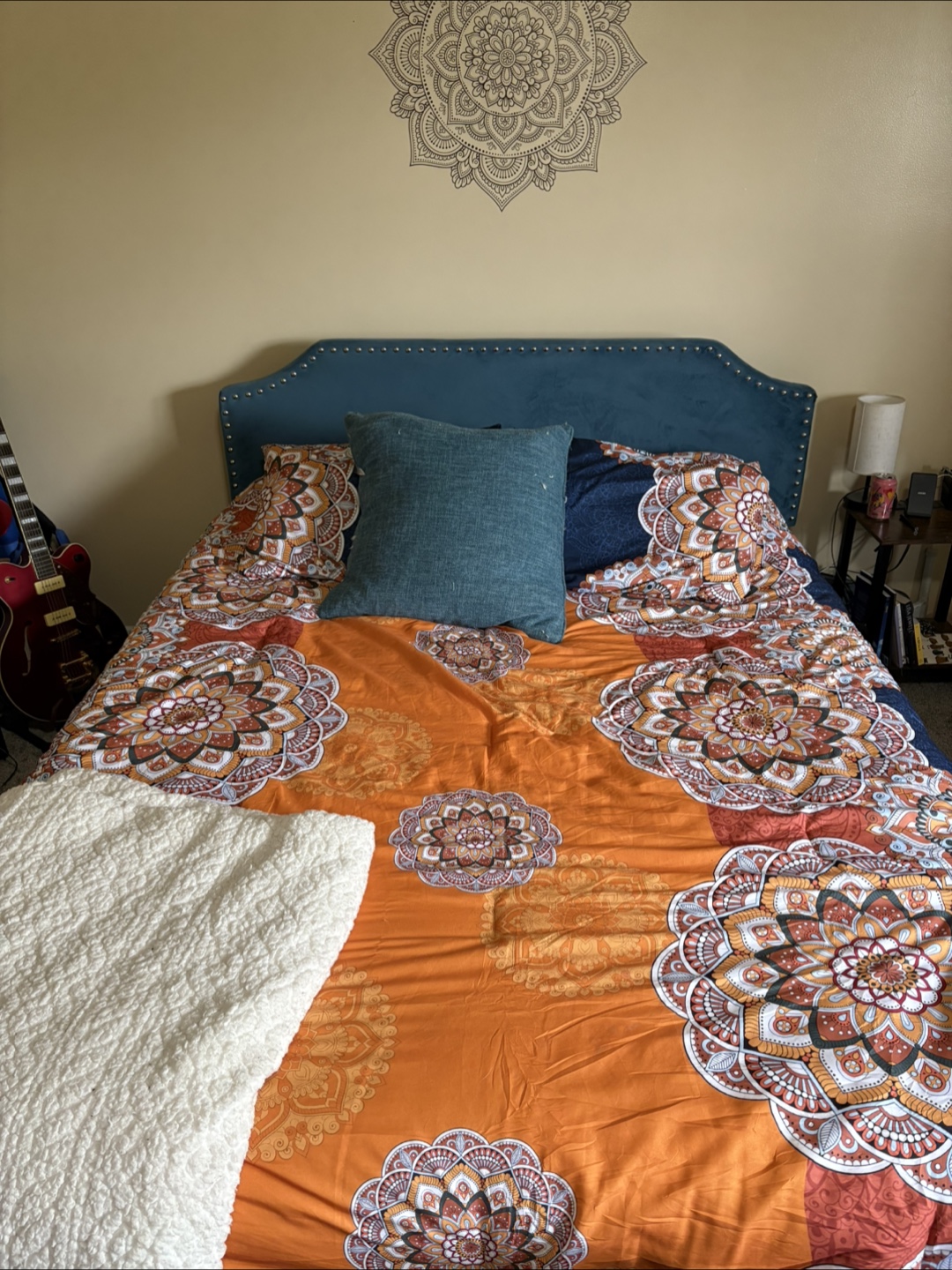 Blue Velvet Bed Frame with Storage