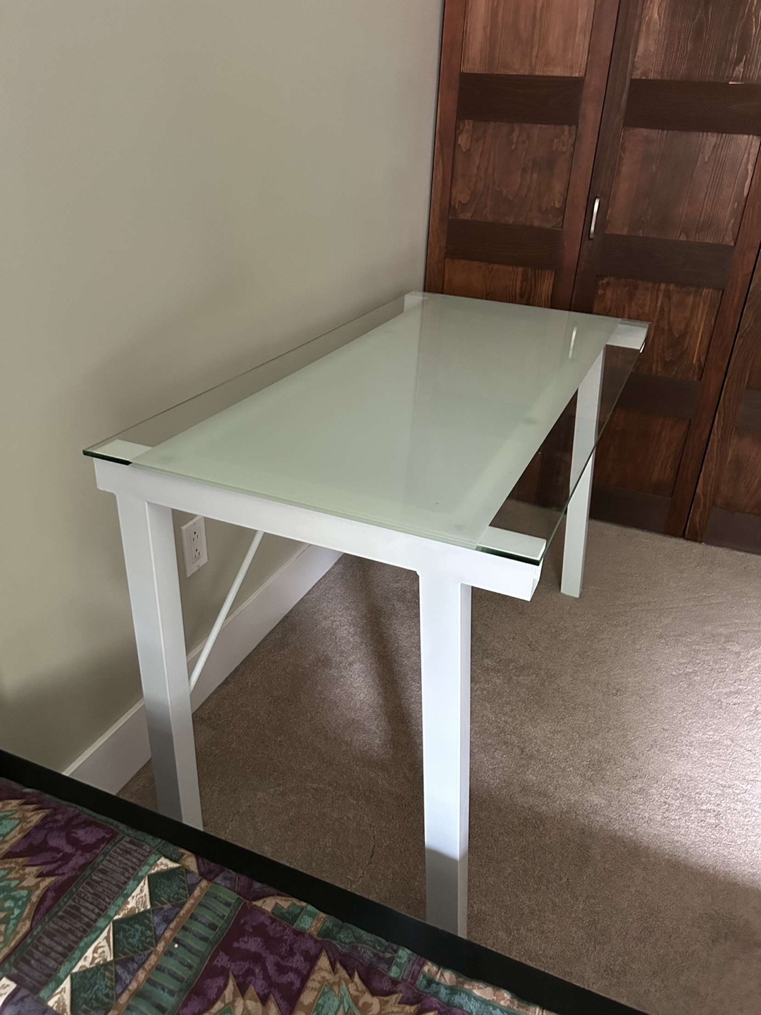 White Glass Top Desk