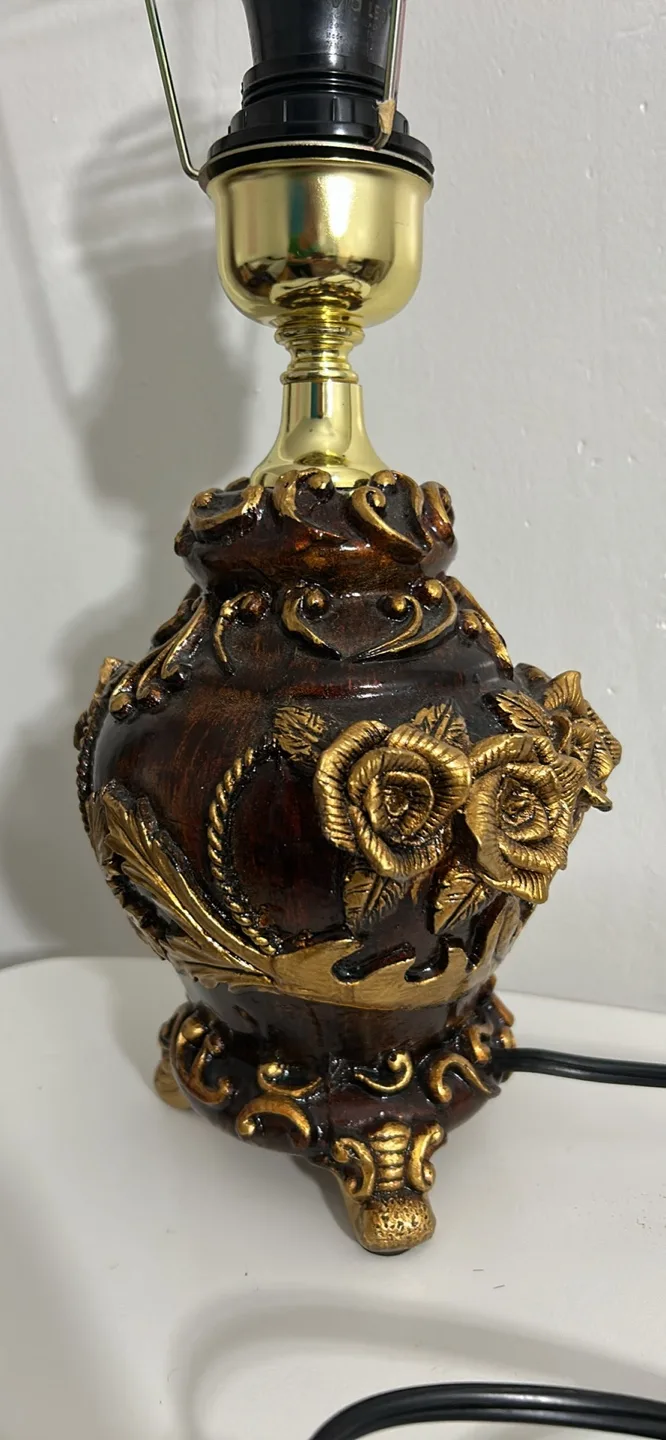 Ornate Brown and Gold Table Lamp thumbnail
