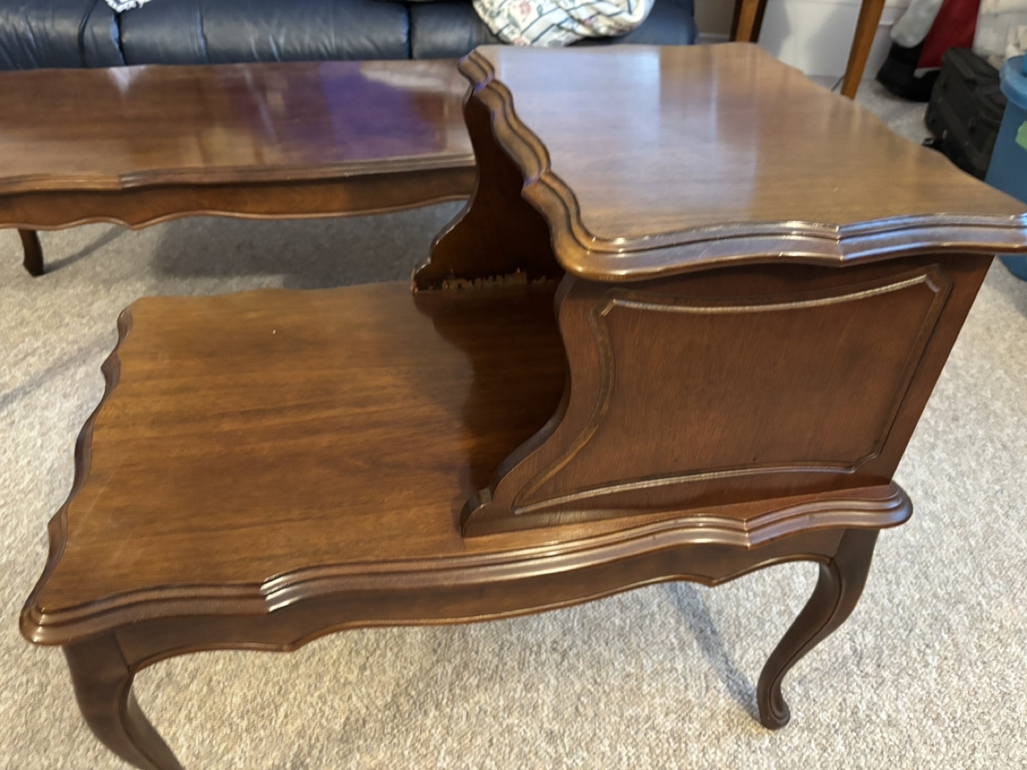 Vintage Brown Wood Coffee and End Table Set - photo 2