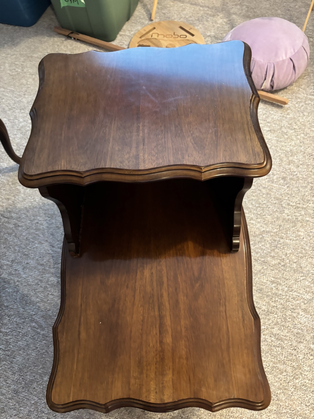 Vintage Brown Wood Coffee and End Table Set
