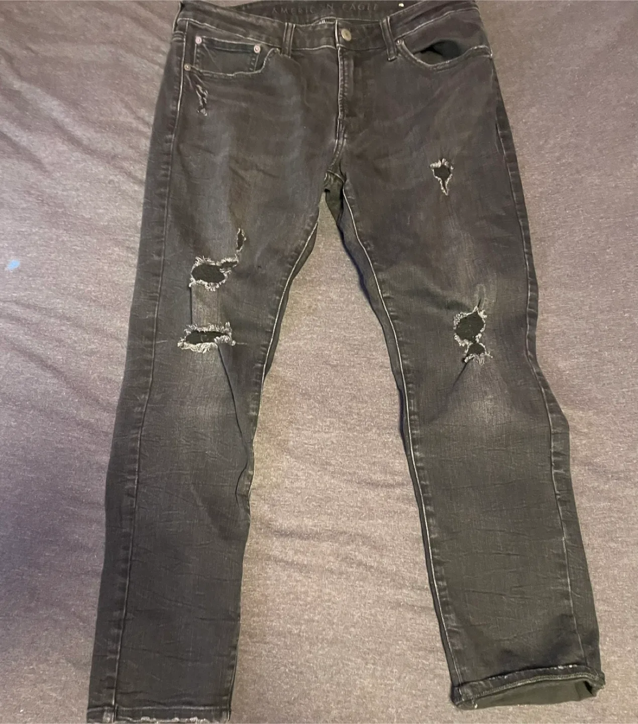 American Eagle Black Distressed Jeans 34x30 thumbnail