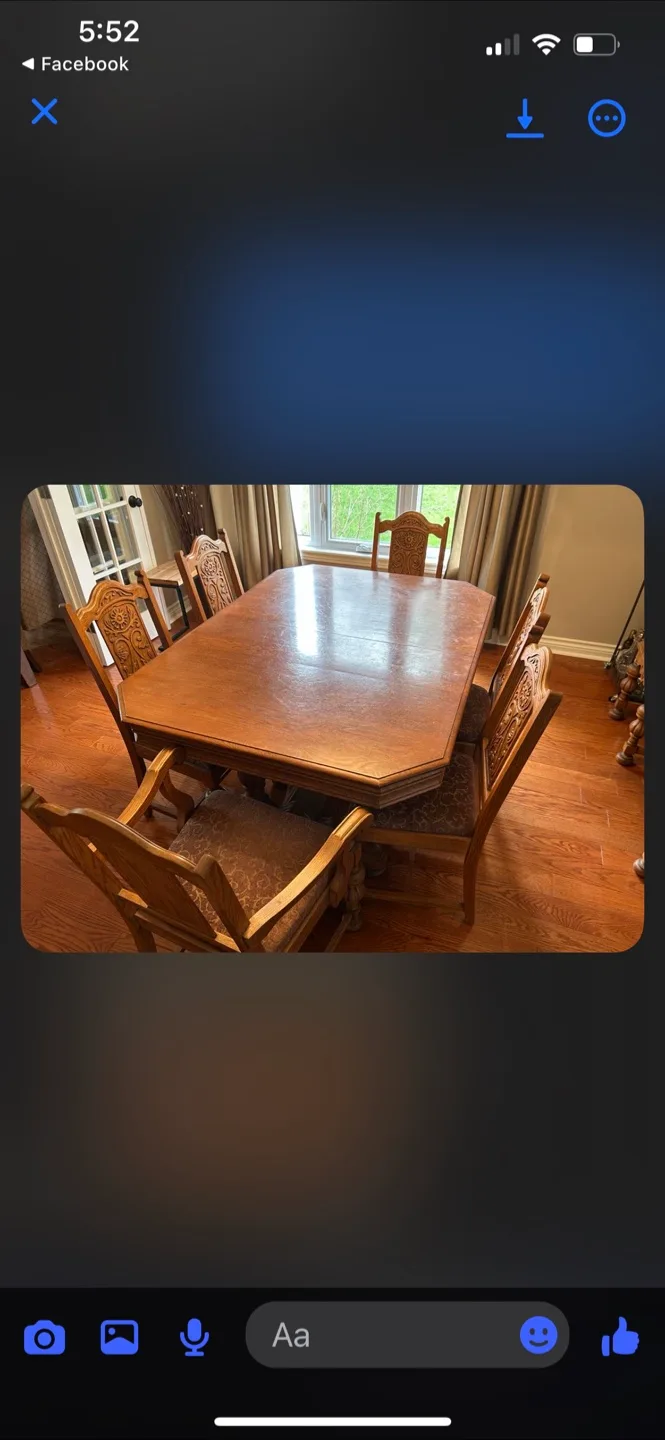 Antique Oak Dining Table Set with Buffet thumbnail