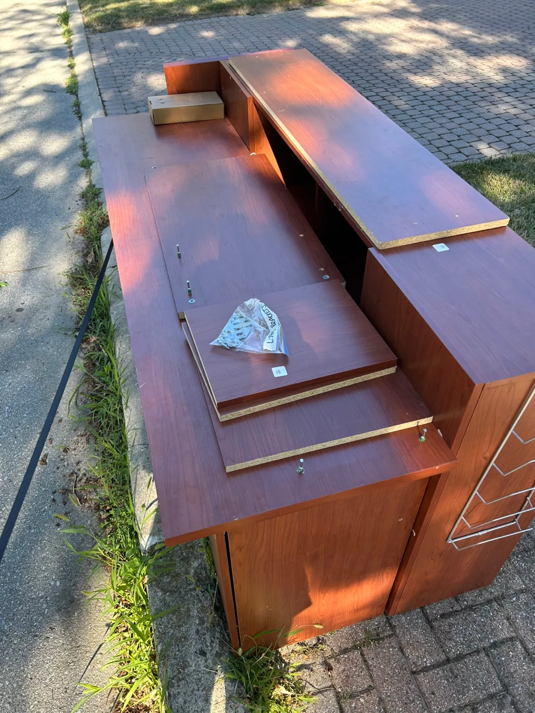 L shape office Desk - Brown Wood thumbnail