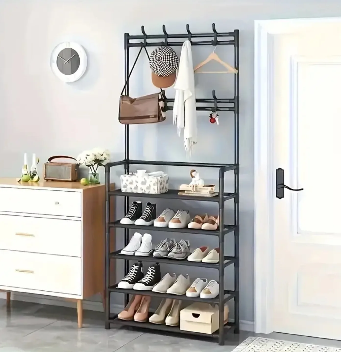 5-Layer Shoe Rack with Coat Rack - Brand new in box thumbnail