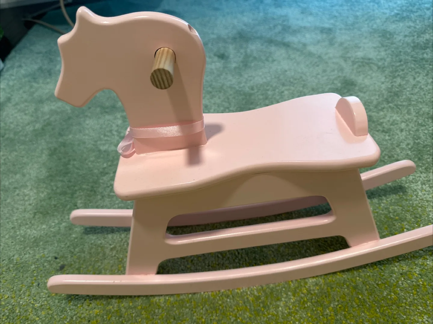 Pink Wooden Rocking Horse, Small thumbnail
