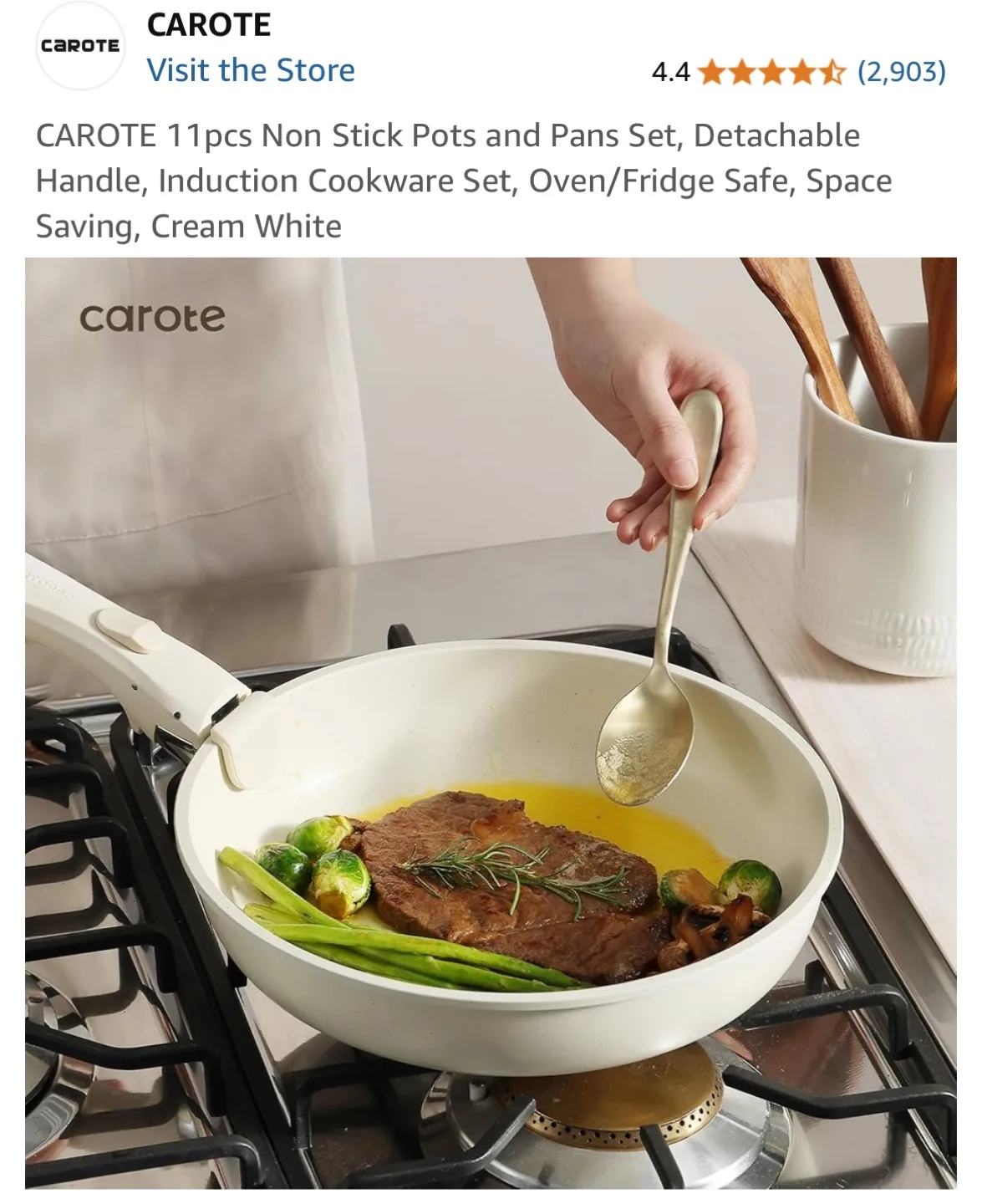 Carote 11-Piece Non-Stick Cookware Set - Cream White image indicator(8)